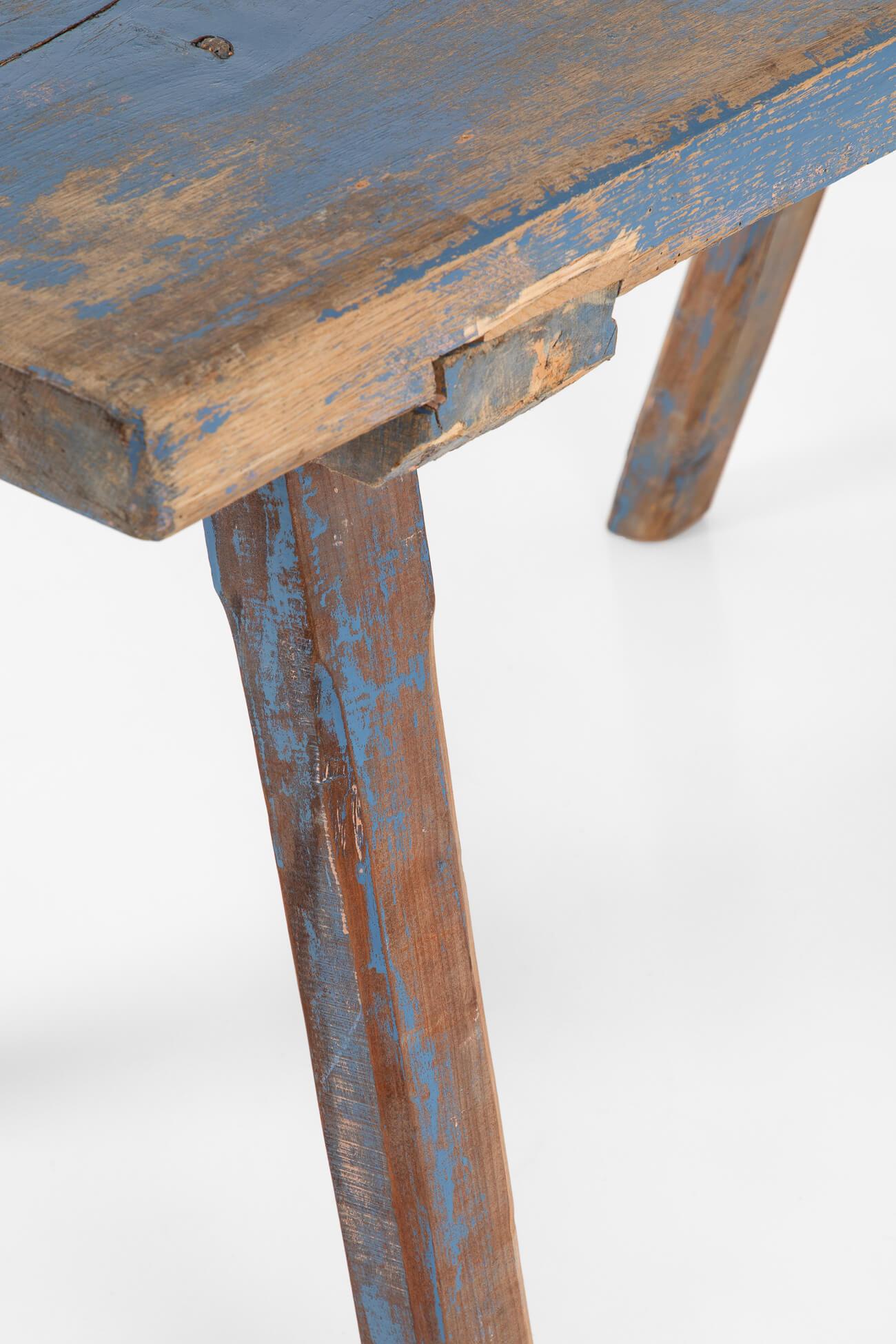Hand-Crafted Rustic Blue Console Table For Sale
