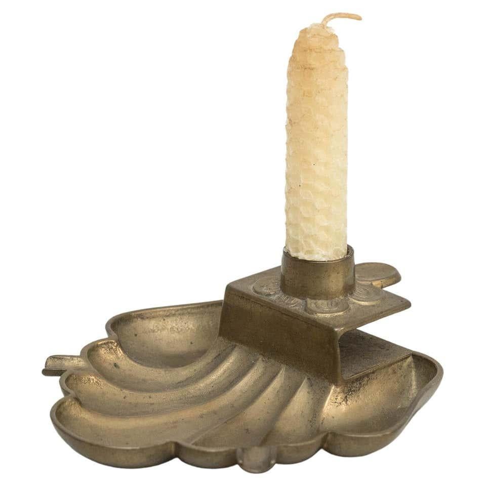 Rustic Brass Candle Holder, circa 1930 For Sale 6