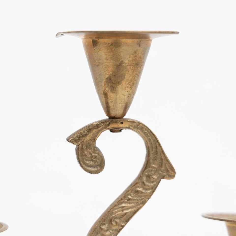 Rustic Brass Candle Holder, circa 1950 For Sale 5