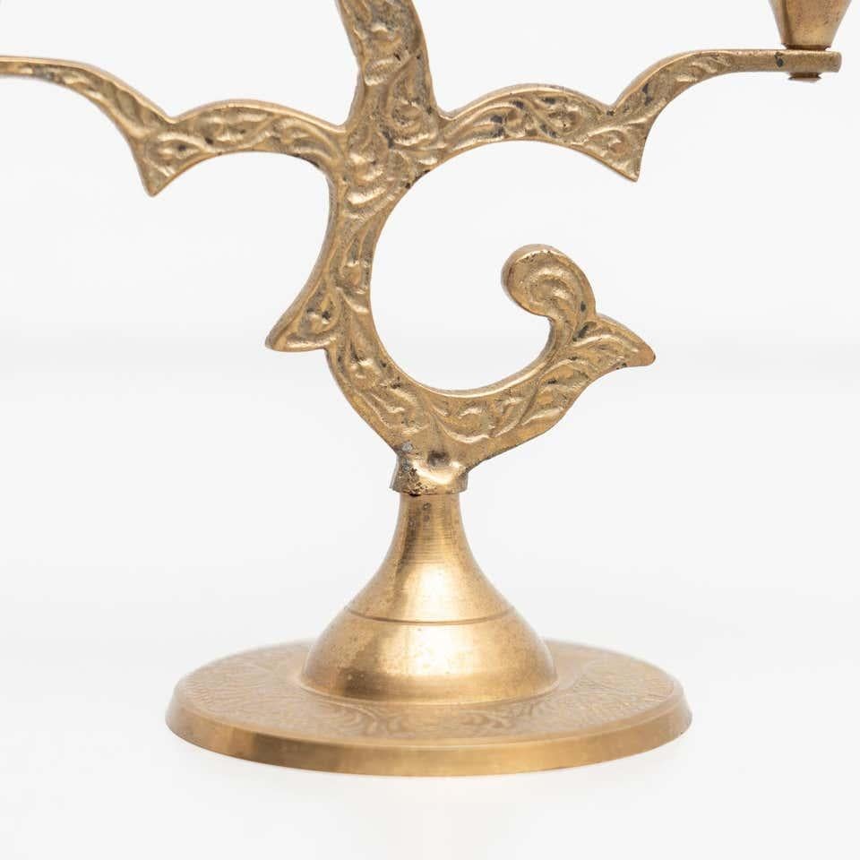 Rustic Brass Candle Holder, circa 1950 For Sale 6