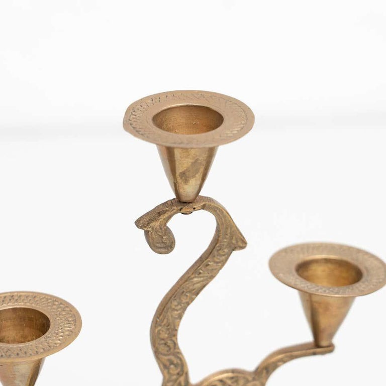 Rustic Brass Candle Holder, circa 1950 For Sale at 1stDibs