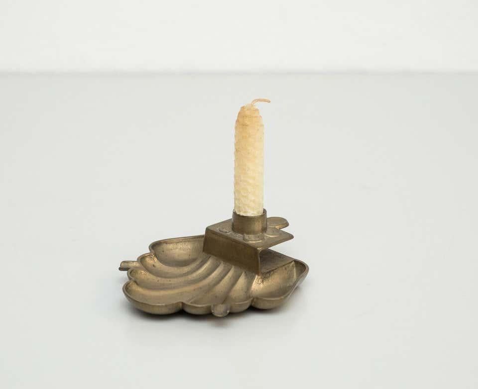 Rustic Brass Candle Holder – Circa 1970, Made in Spain, By Unknown Manufacturer For Sale 4