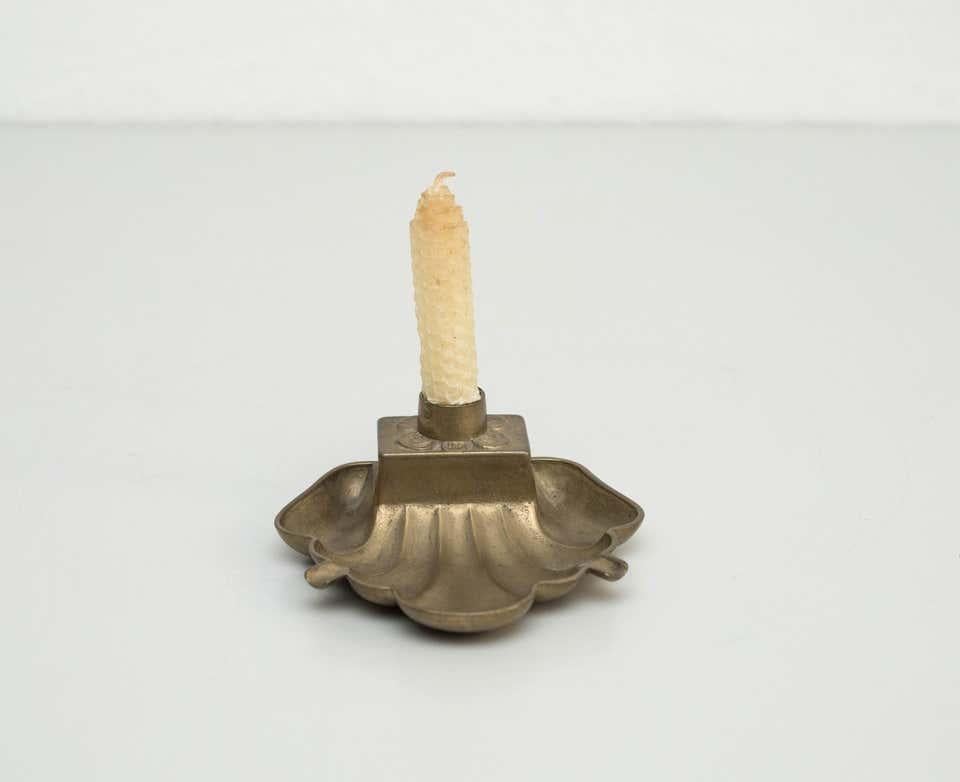 Rustic Brass Candle Holder – Circa 1970, Made in Spain, By Unknown Manufacturer For Sale 5