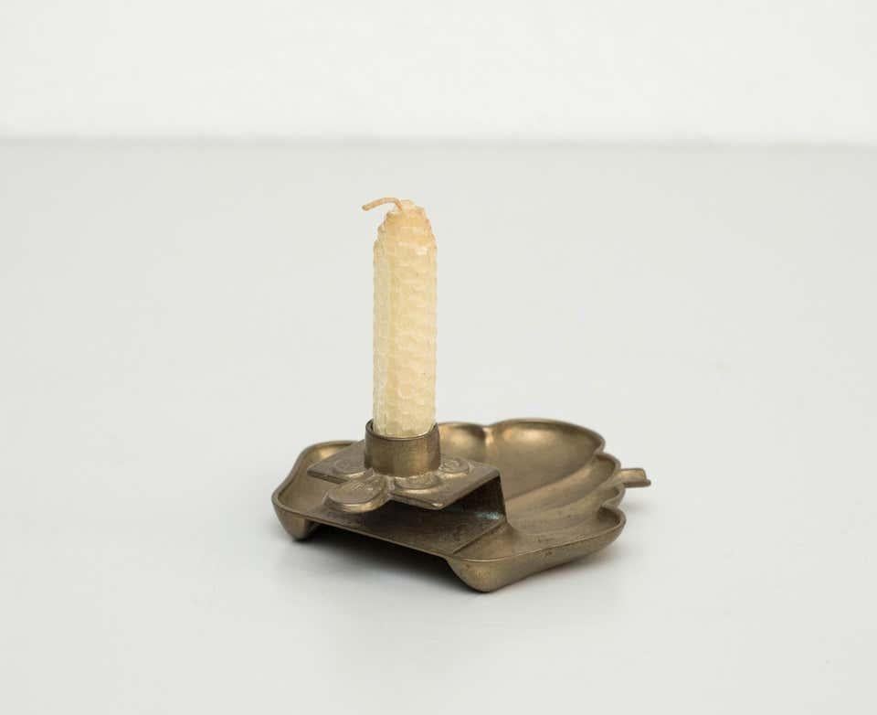 Spanish Rustic Brass Candle Holder – Circa 1970, Made in Spain, By Unknown Manufacturer For Sale