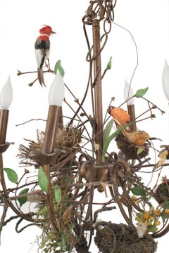 Rustic Brass Foliate Bird Chandelier