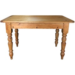 Rustic British 19th Century Scrubbed Pine Farm Table or Desk