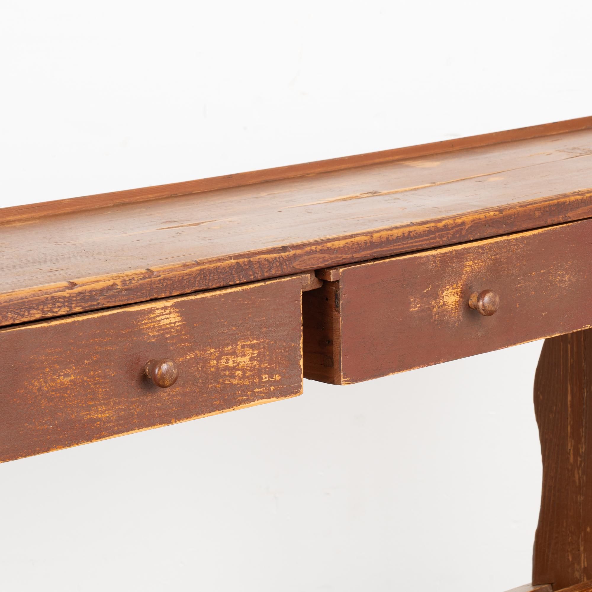 Rustic Brown Narrow Console Table, Hungary circa 1900 For Sale 4