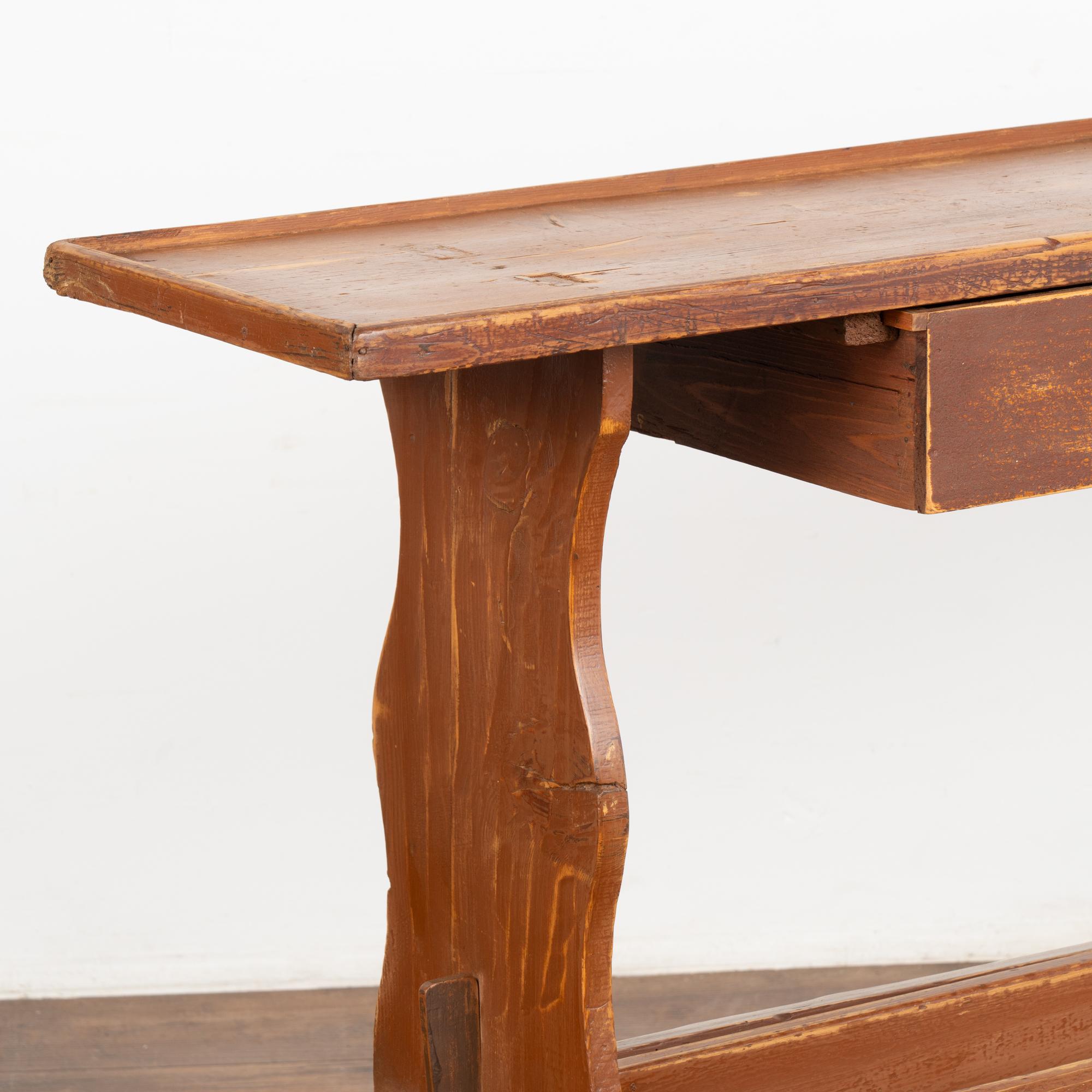 Rustic Brown Narrow Console Table, Hungary circa 1900 For Sale 1
