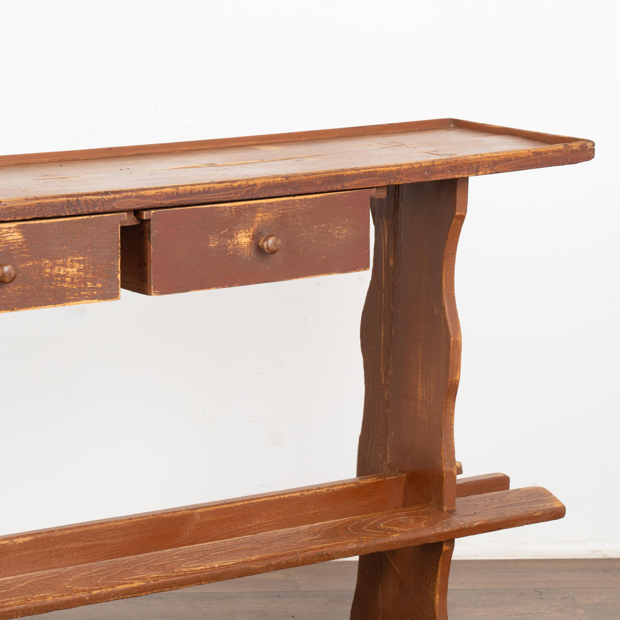 Rustic Brown Narrow Console Table, Hungary circa 1900 For Sale 2