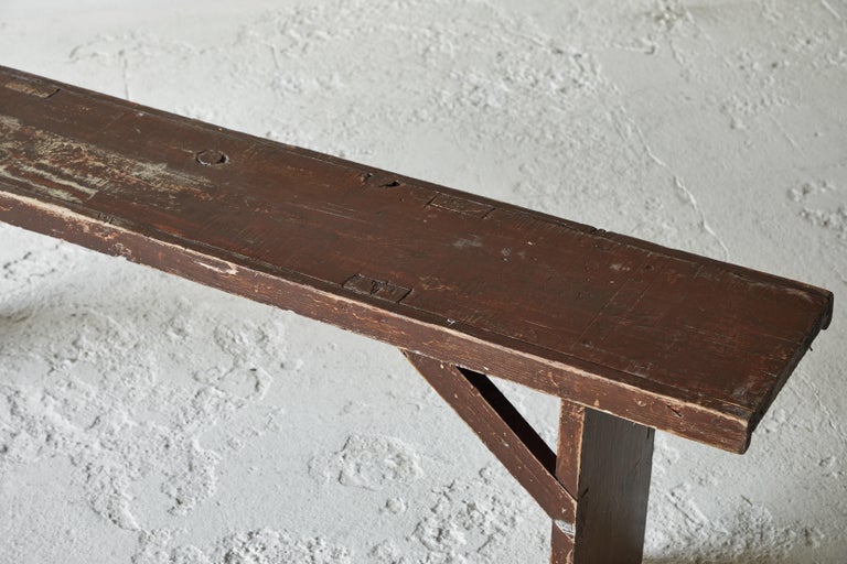 Rustic Brown Painted Bucket Bench at 1stDibs bucket bench for sale