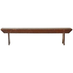 Antique Rustic Brown Painted Bucket Bench
