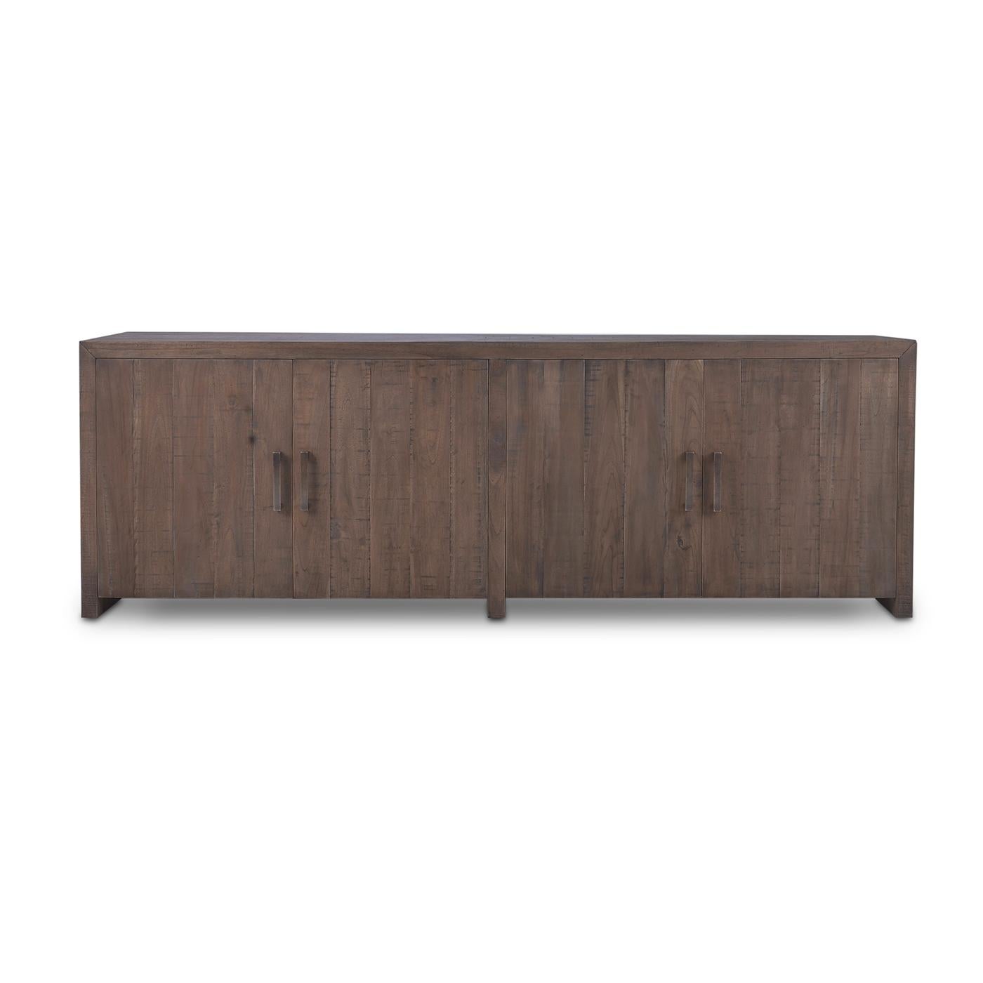 Industrial Rustic Brown Teak Sideboard For Sale