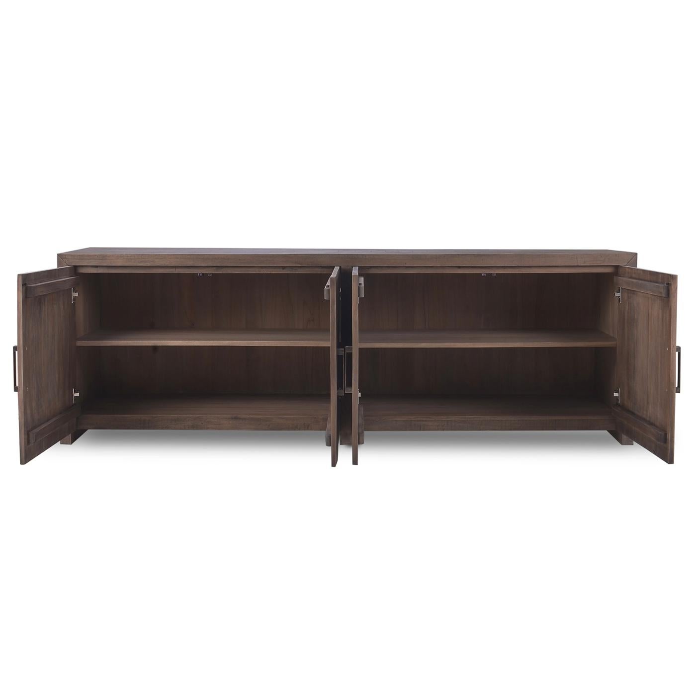 Asian Rustic Brown Teak Sideboard For Sale