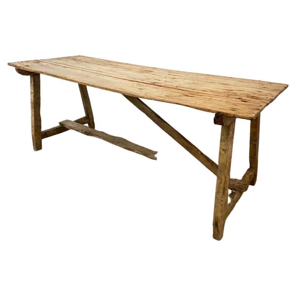 Rustic Antique French Rectangular Table in Oak and Walnut at 1stDibs