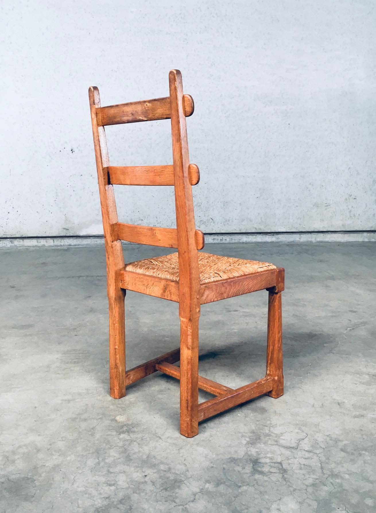 Set di sedie da pranzo rustiche con schienale a doghe in Oak Design, Belgio, anni '60 in vendita 4