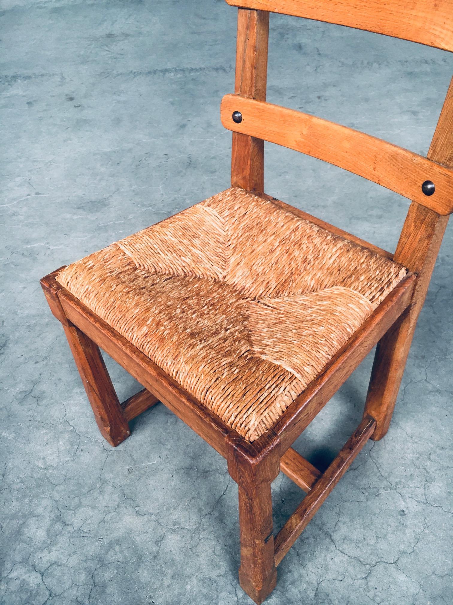 Set di sedie da pranzo rustiche con schienale a doghe in Oak Design, Belgio, anni '60 in vendita 6