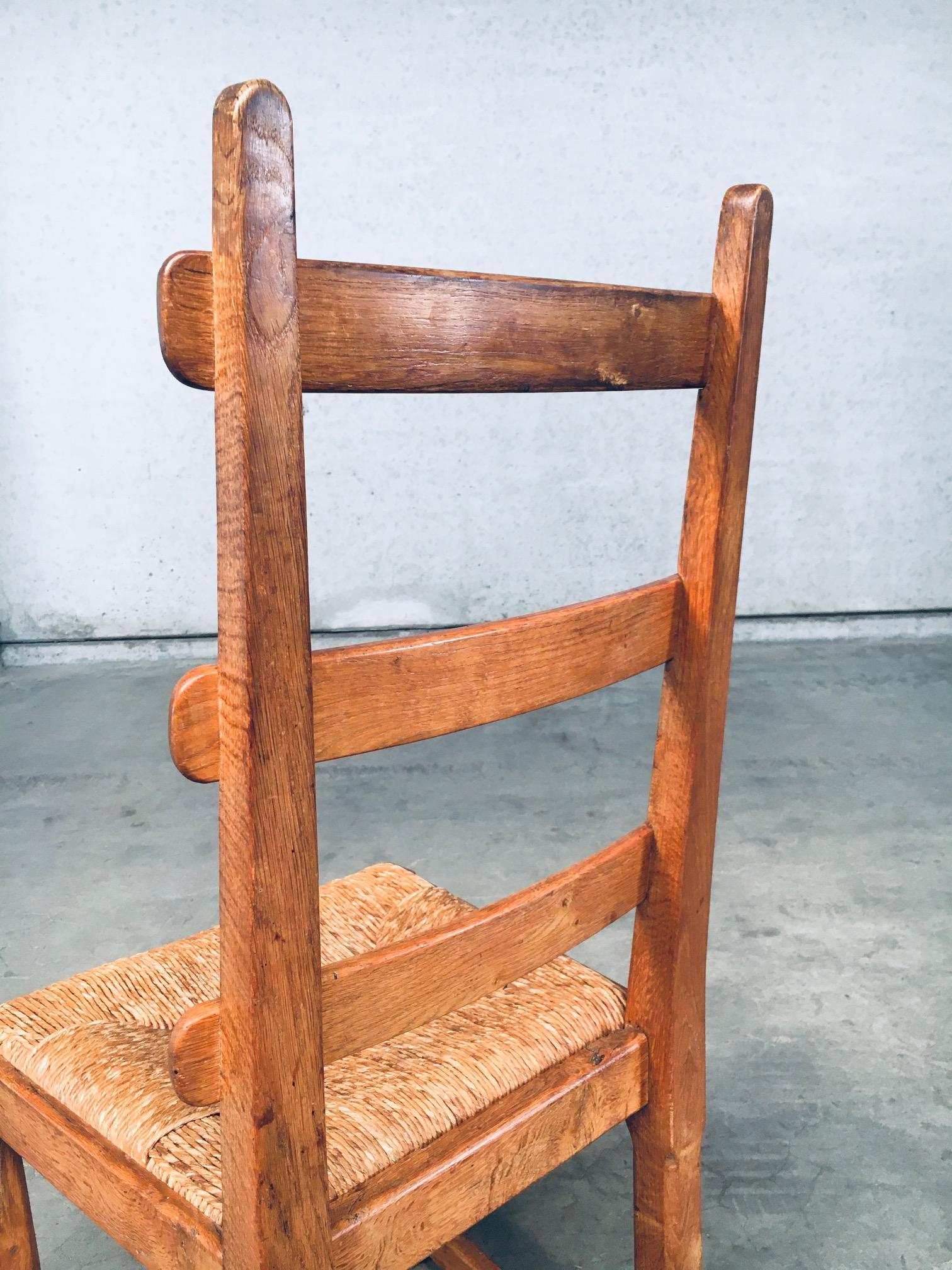 Set di sedie da pranzo rustiche con schienale a doghe in Oak Design, Belgio, anni '60 in vendita 8