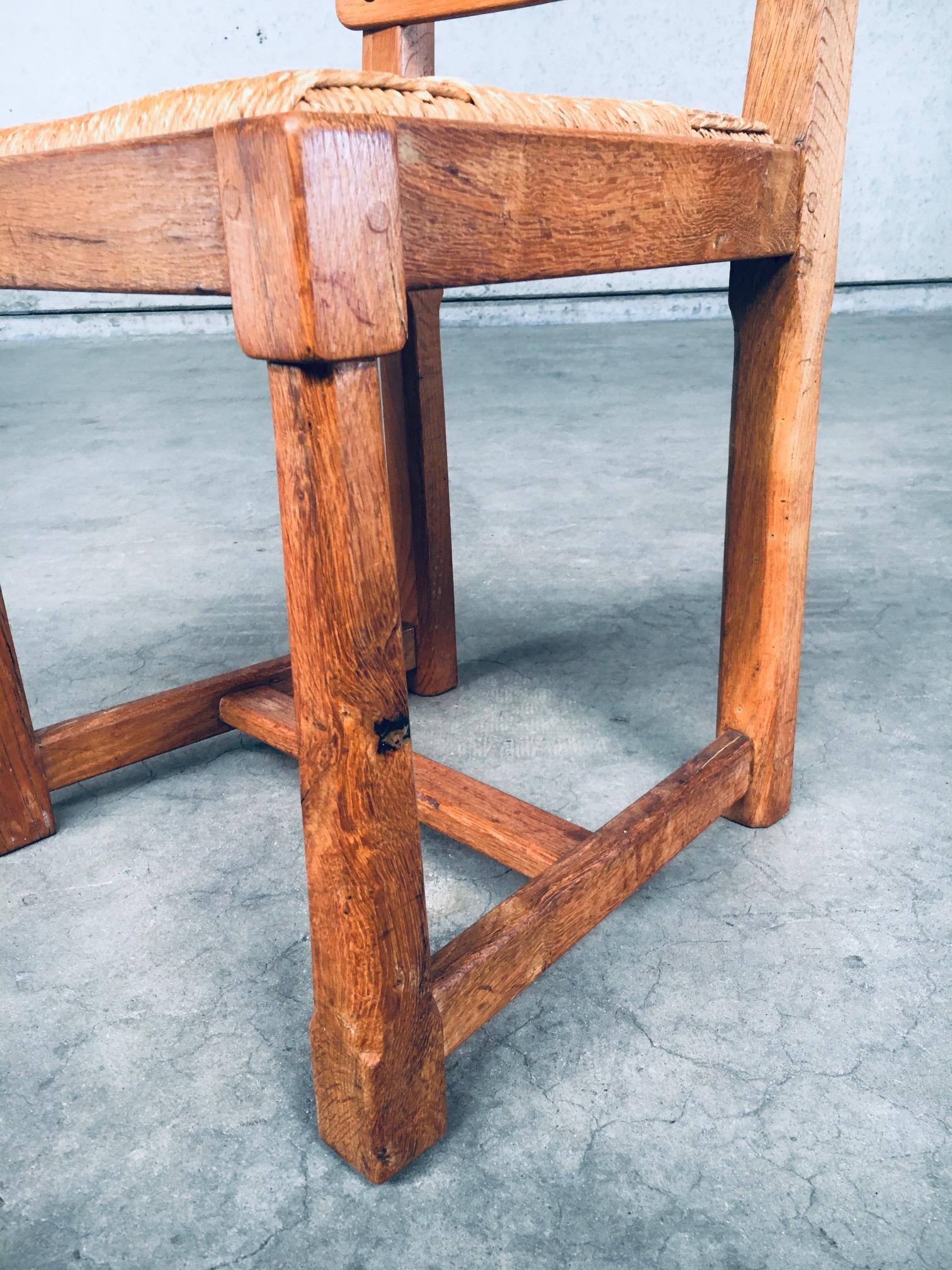 Set di sedie da pranzo rustiche con schienale a doghe in Oak Design, Belgio, anni '60 in vendita 10
