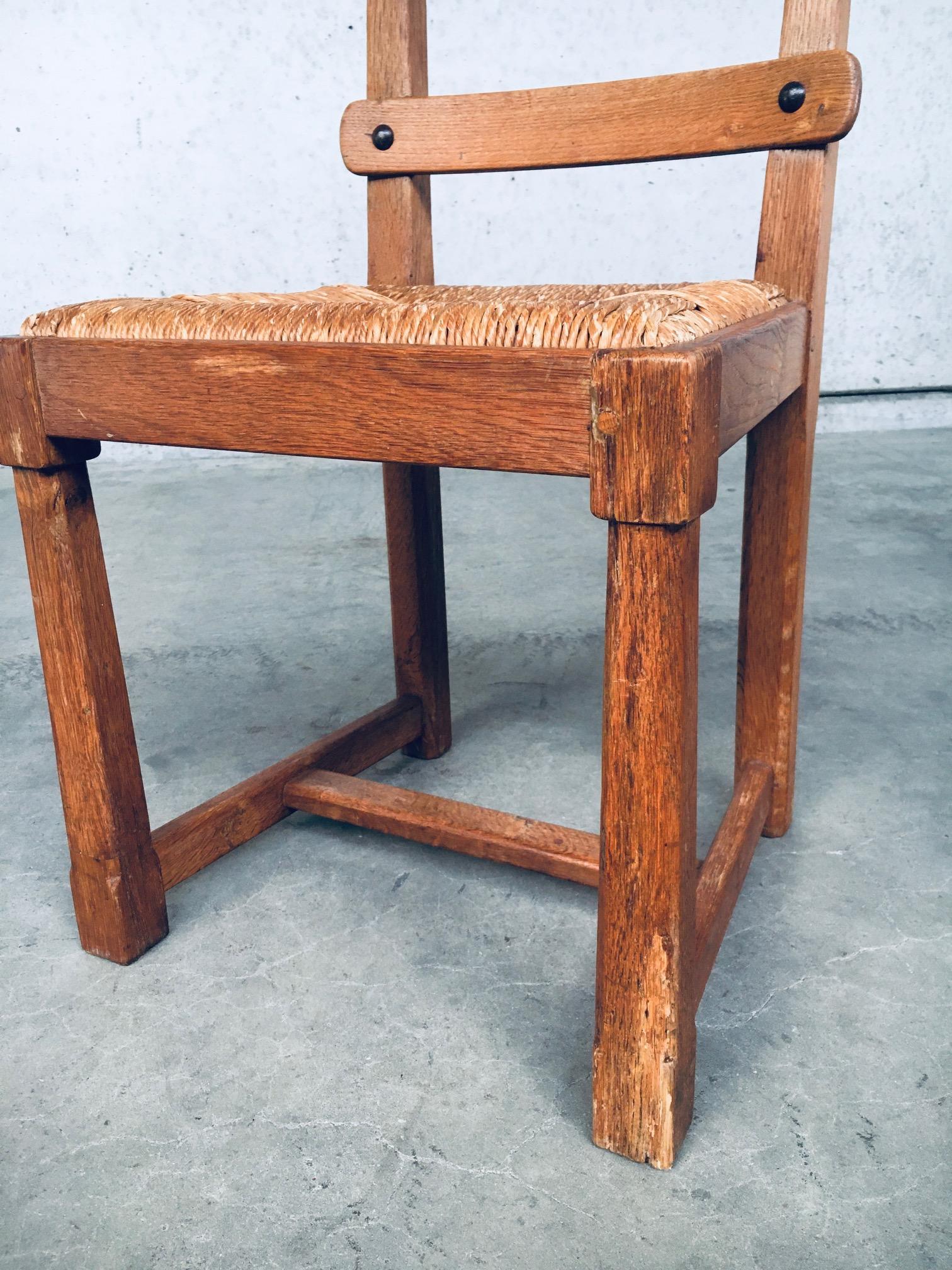 Set di sedie da pranzo rustiche con schienale a doghe in Oak Design, Belgio, anni '60 in vendita 12