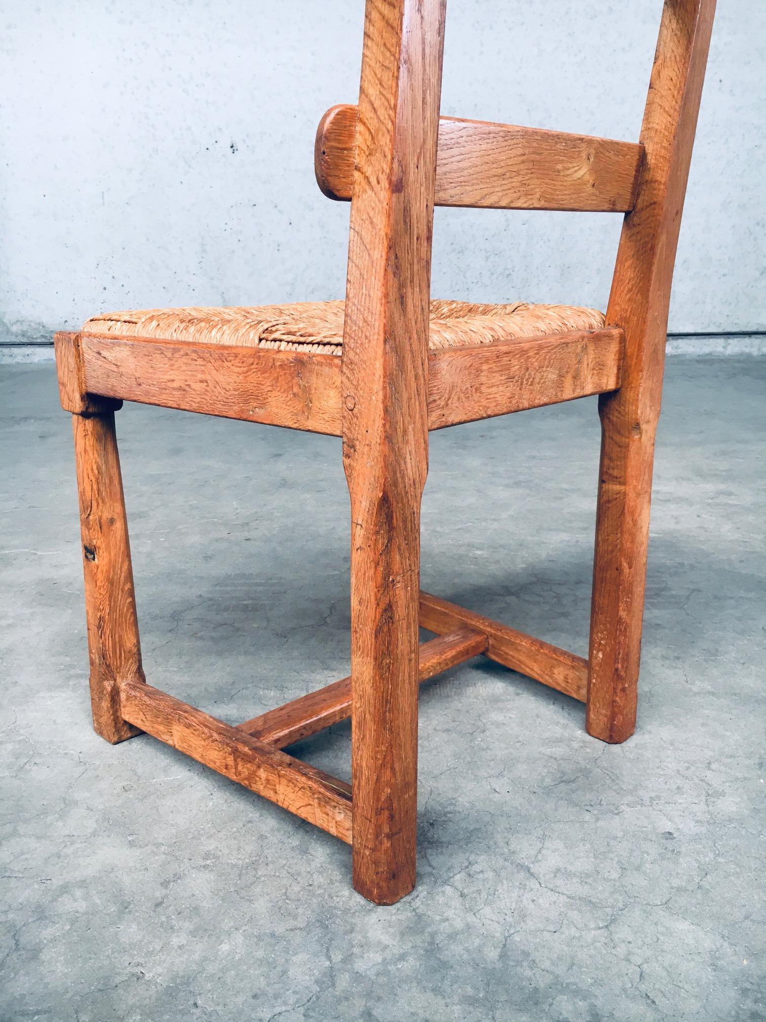 Set di sedie da pranzo rustiche con schienale a doghe in Oak Design, Belgio, anni '60 in vendita 13