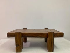Rustic Brutalist Oak Coffee Table