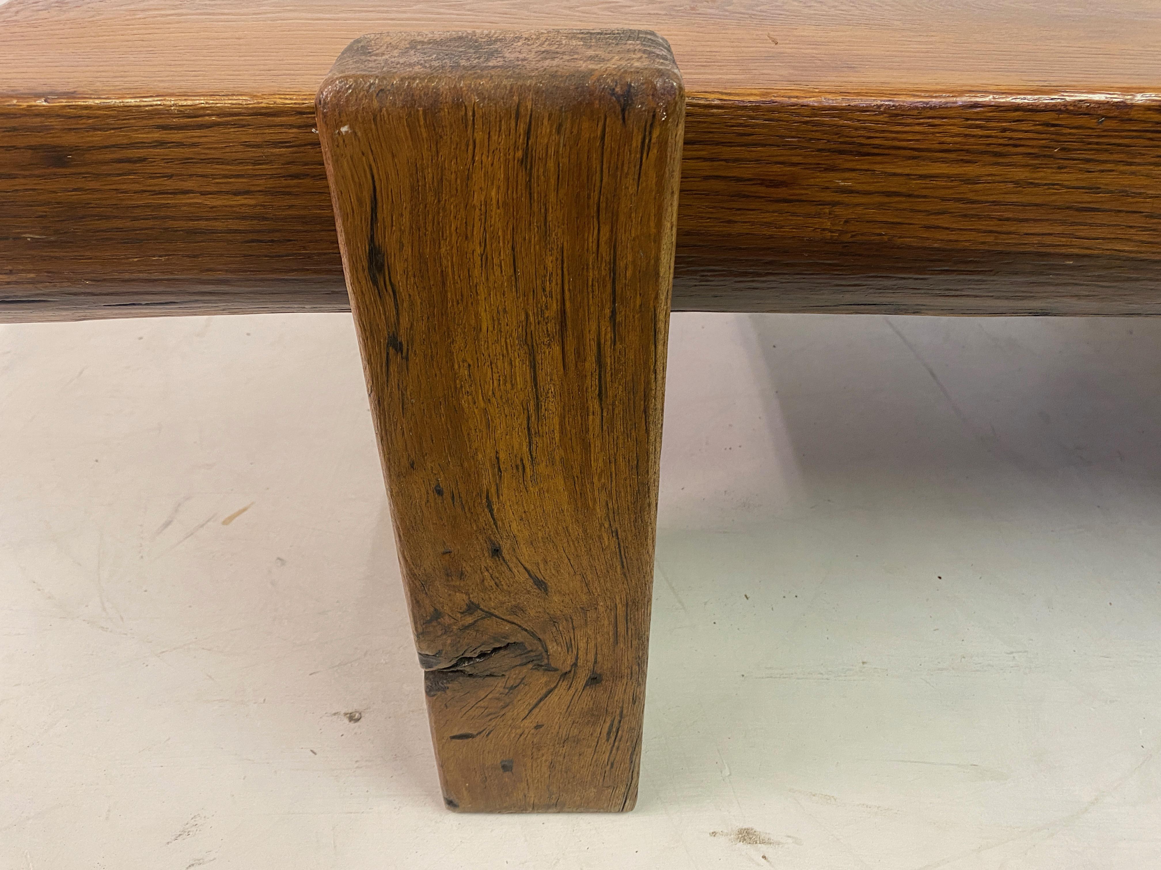 Rustic Brutalist Oak Coffee Table In Good Condition For Sale In London, London