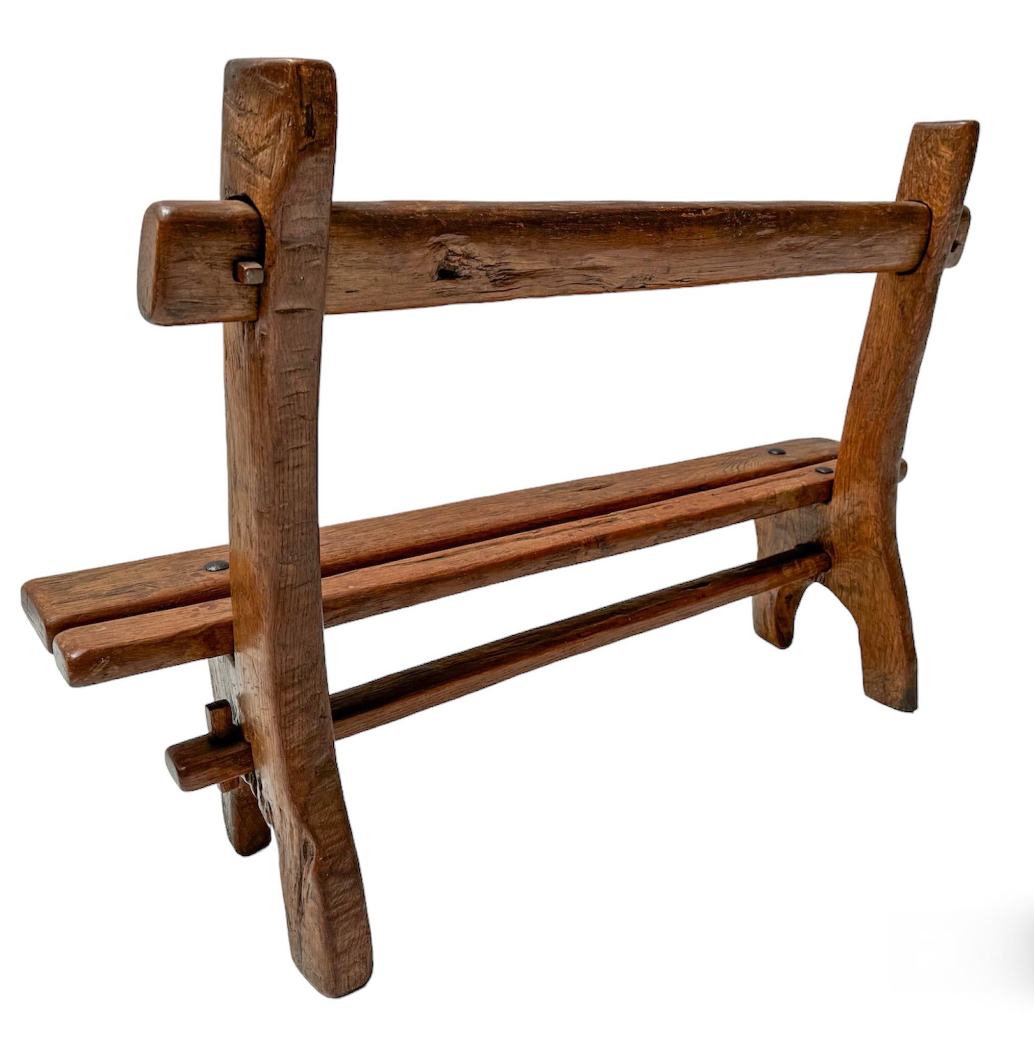 French Rustic Brutalist Small Bench, 1960s For Sale