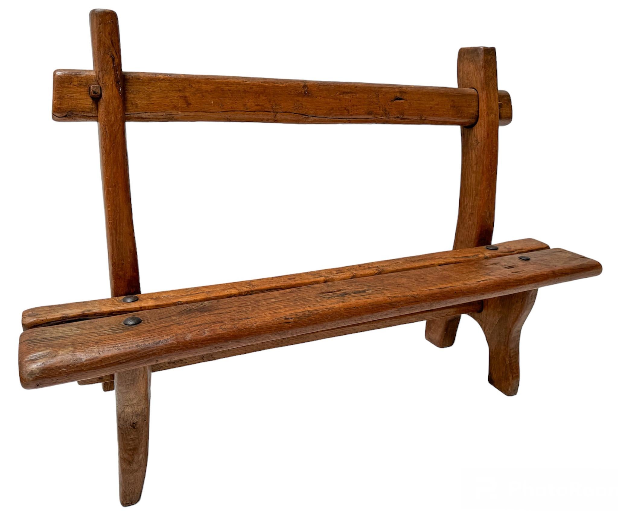 Rustic Brutalist Small Bench, 1960s In Good Condition For Sale In Amsterdam, NL