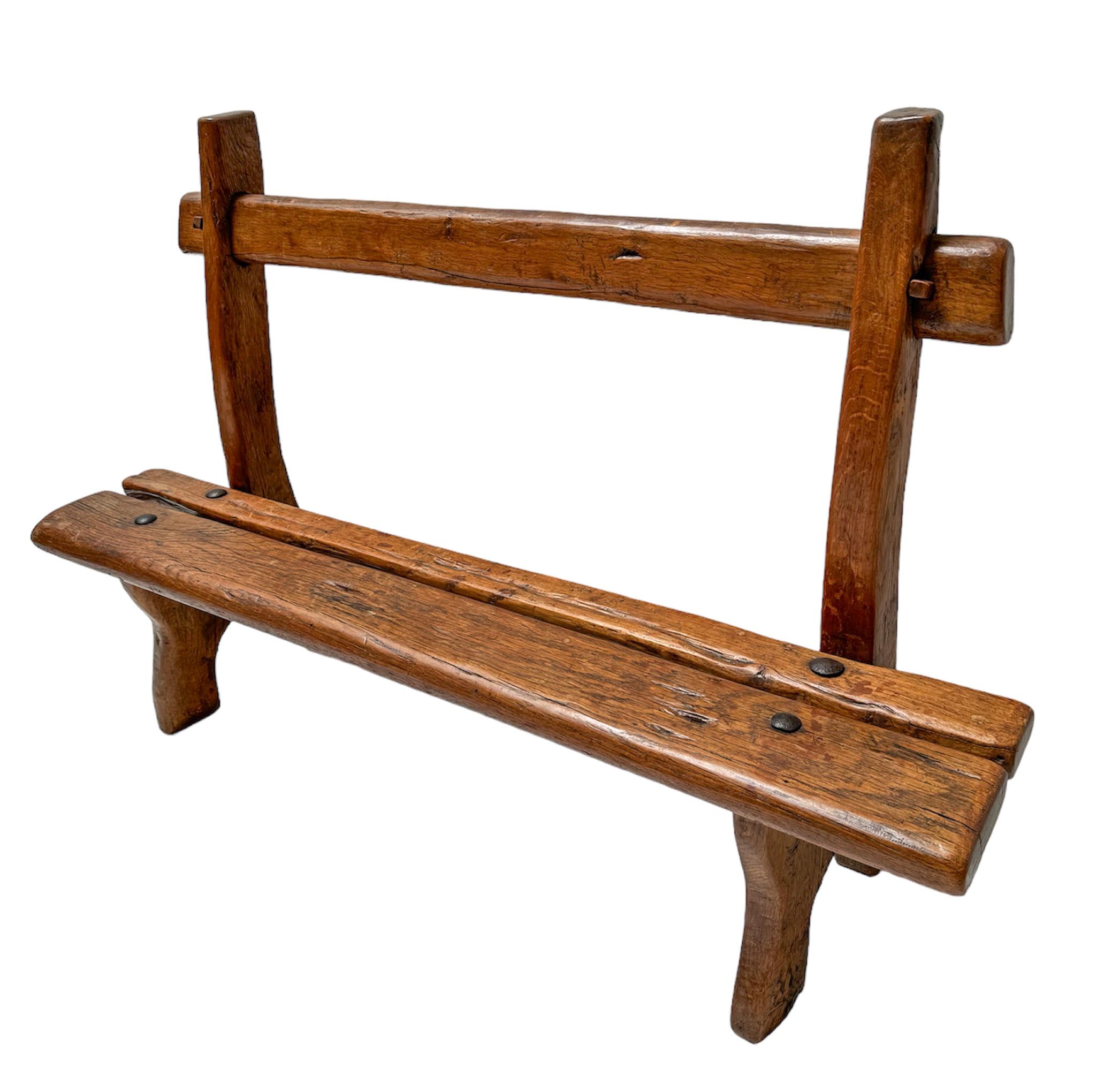 Rustic Brutalist Small Bench, 1960s For Sale 3