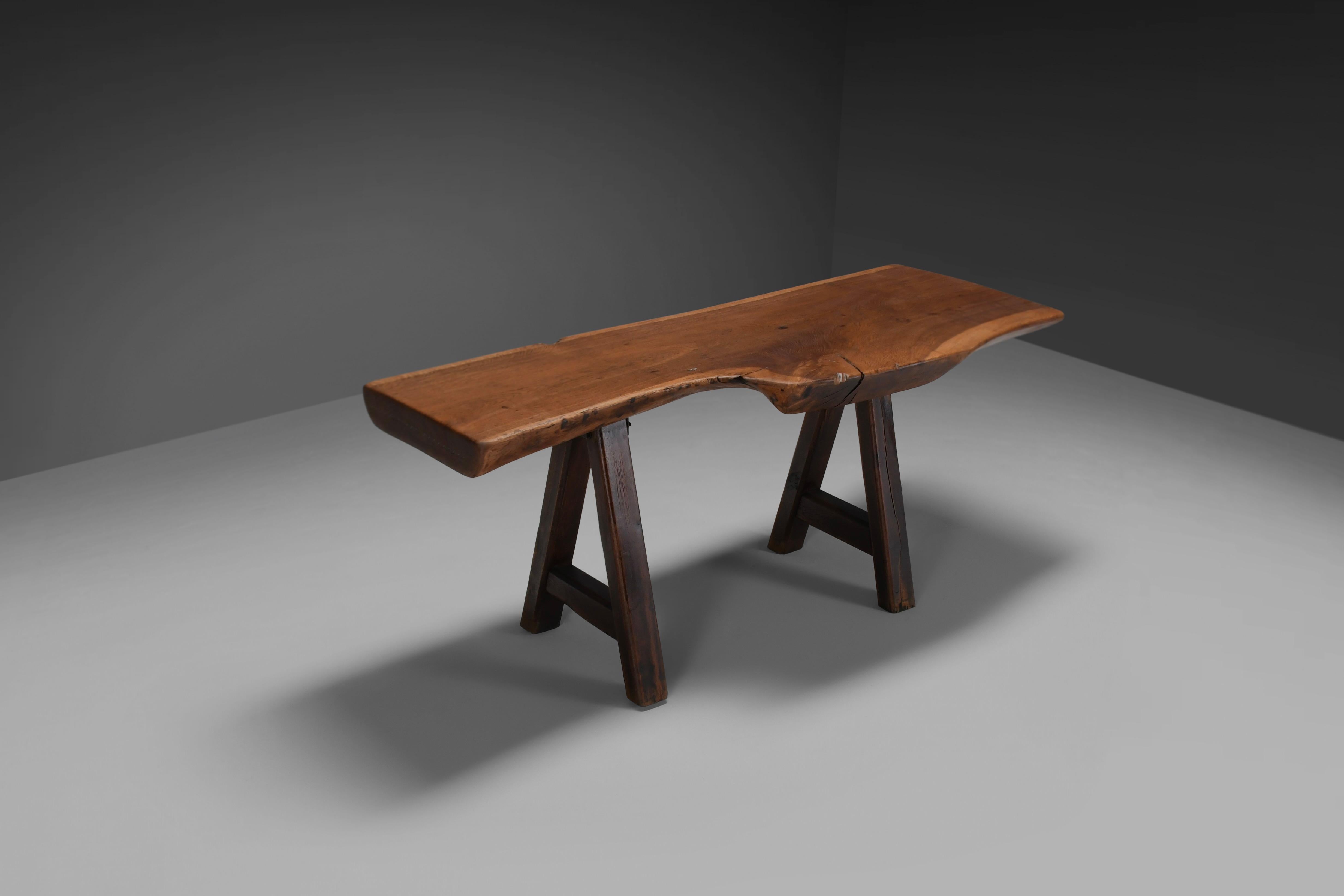Mid-Century Modern Rustic Brutalist Table Mobichalet, Belgium, 1960s For Sale