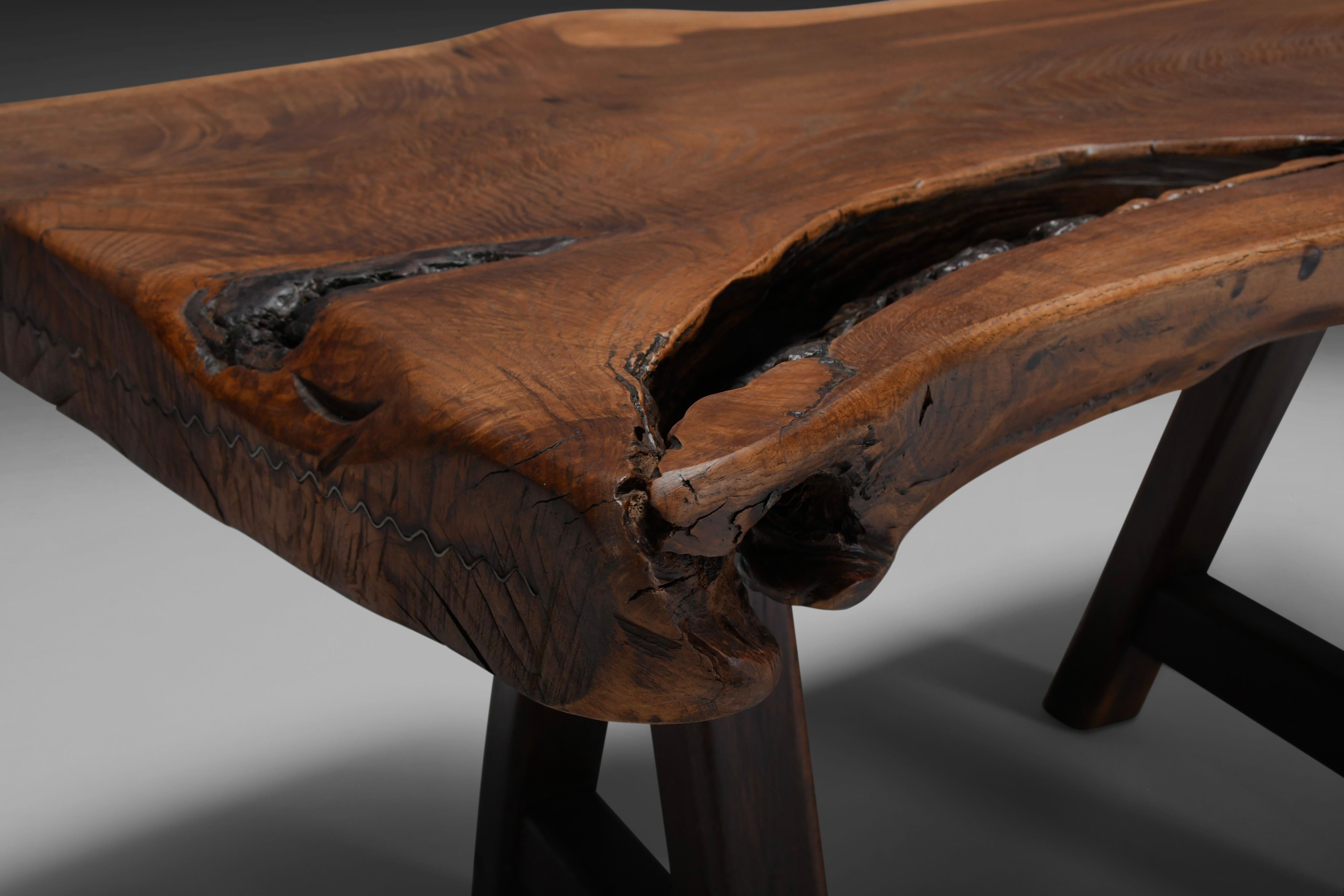 Wood Rustic Brutalist Table Mobichalet, Belgium 1960s For Sale