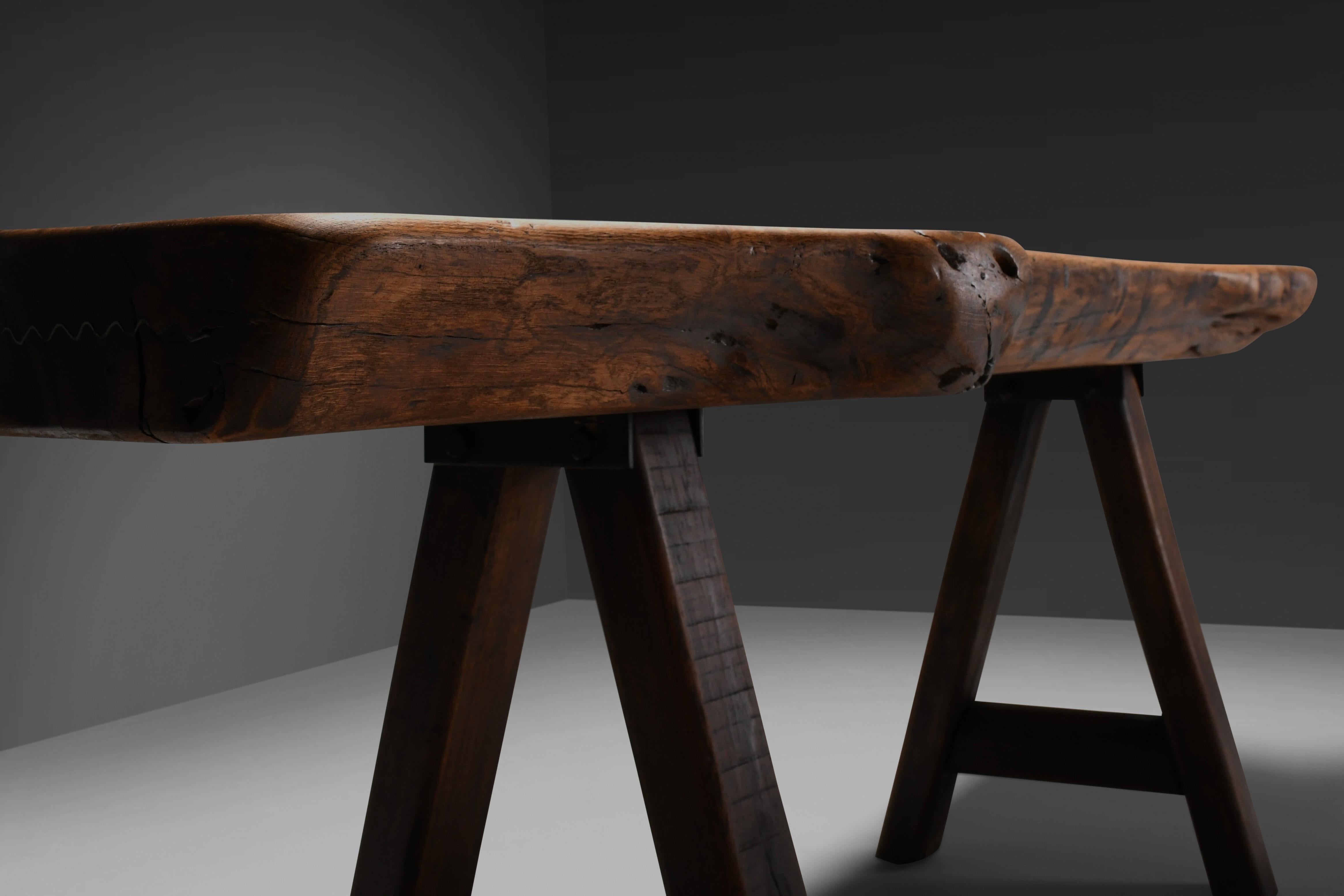 Rustic Brutalist Table Mobichalet, Belgium, 1960s For Sale 1