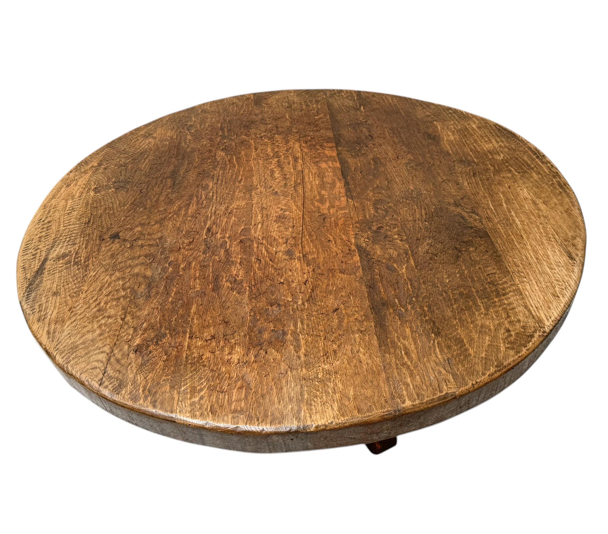 Rustic Brutalist Wabi Sabi Round Coffee Table, 1970s For Sale 4