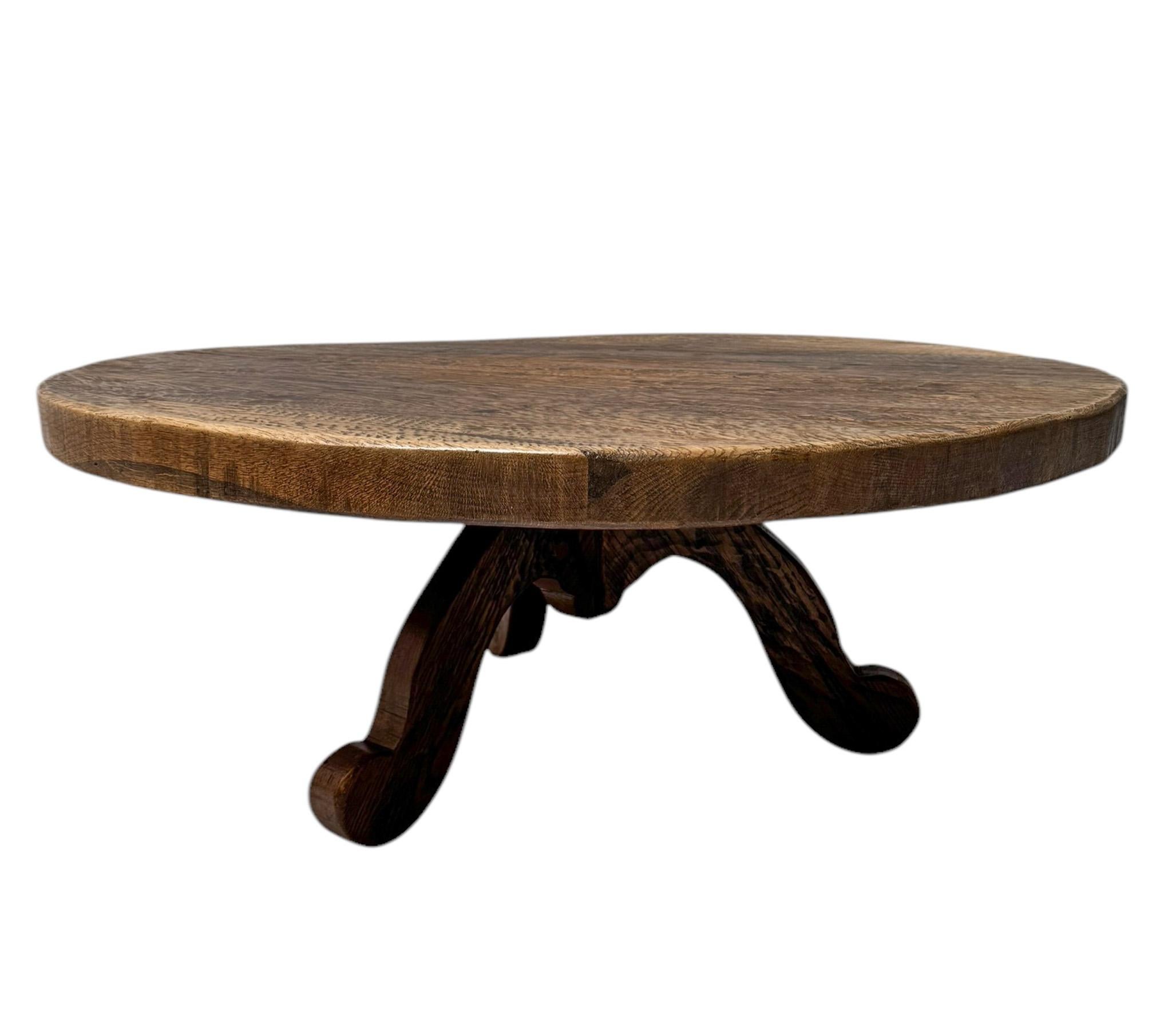 Dutch Rustic Brutalist Wabi Sabi Round Coffee Table, 1970s For Sale