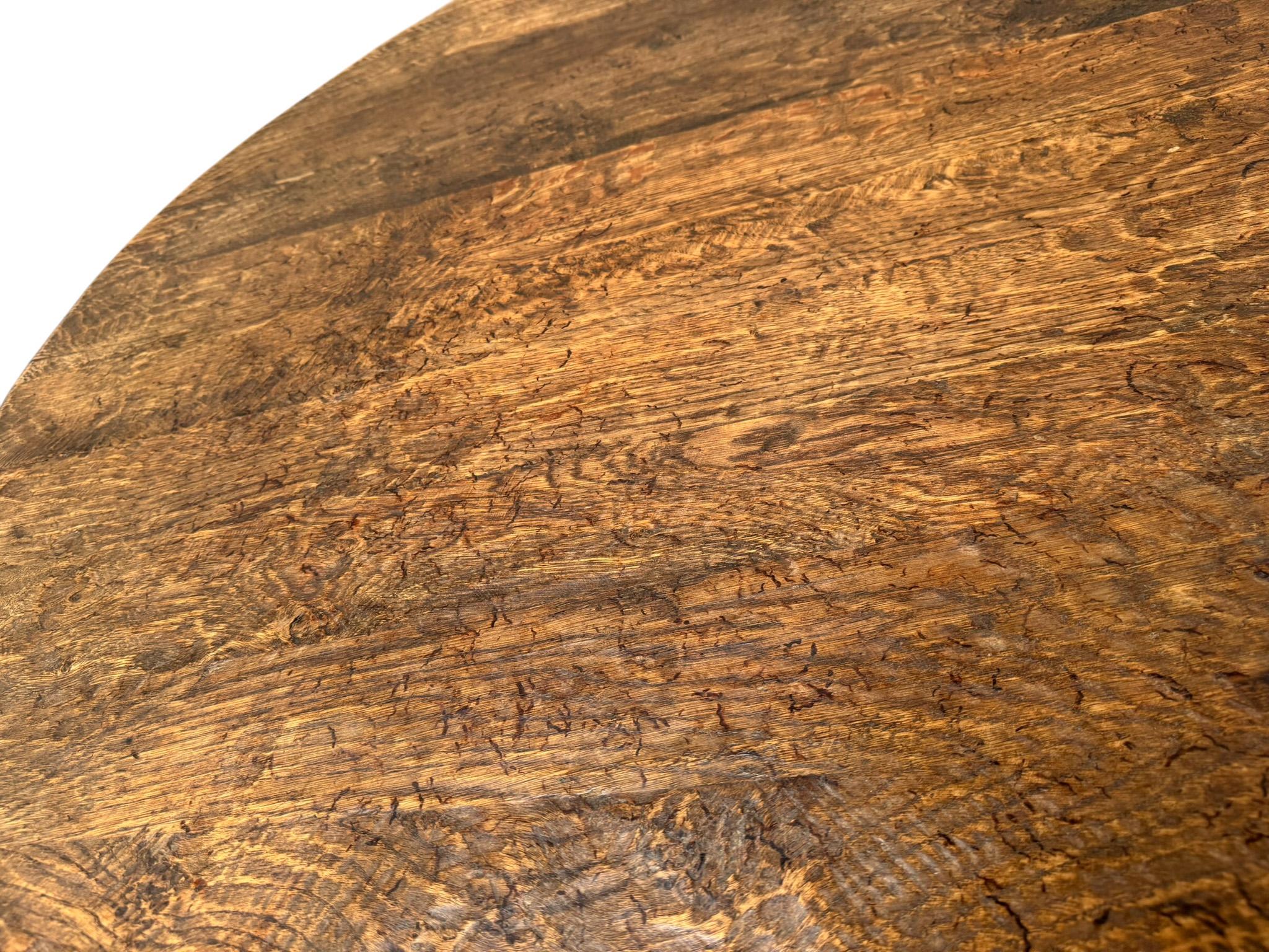 Late 20th Century Rustic Brutalist Wabi Sabi Round Coffee Table, 1970s For Sale