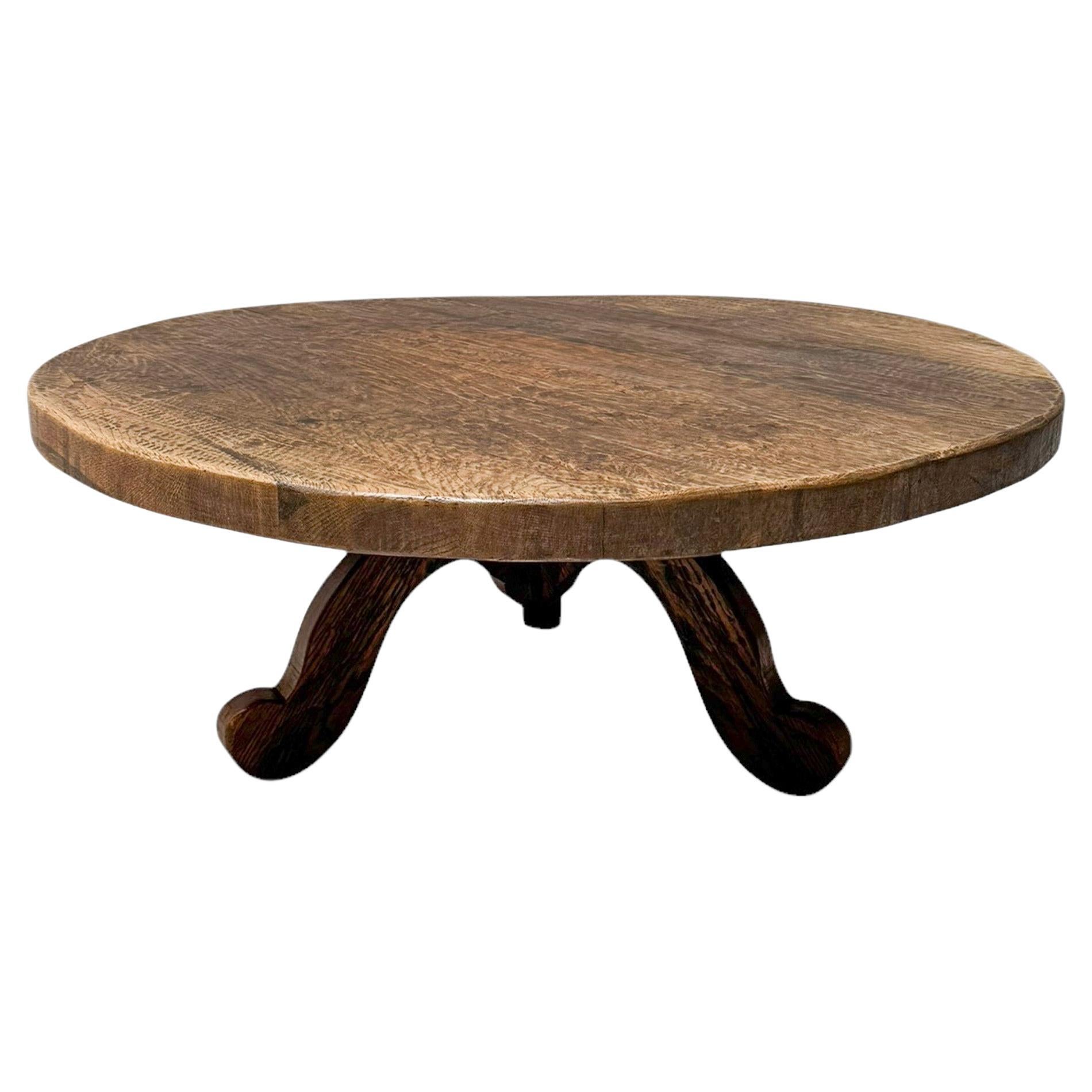 Rustikaler brutalistischer Wabi Sabi runder Couchtisch, 1970er Jahre