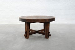 Rustikaler brutalistischer Esstisch aus Holz, Frankreich 1920er Jahre