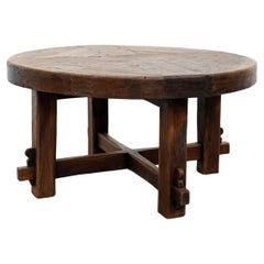 Rustikaler brutalistischer Esstisch aus Holz, Frankreich 1920er Jahre