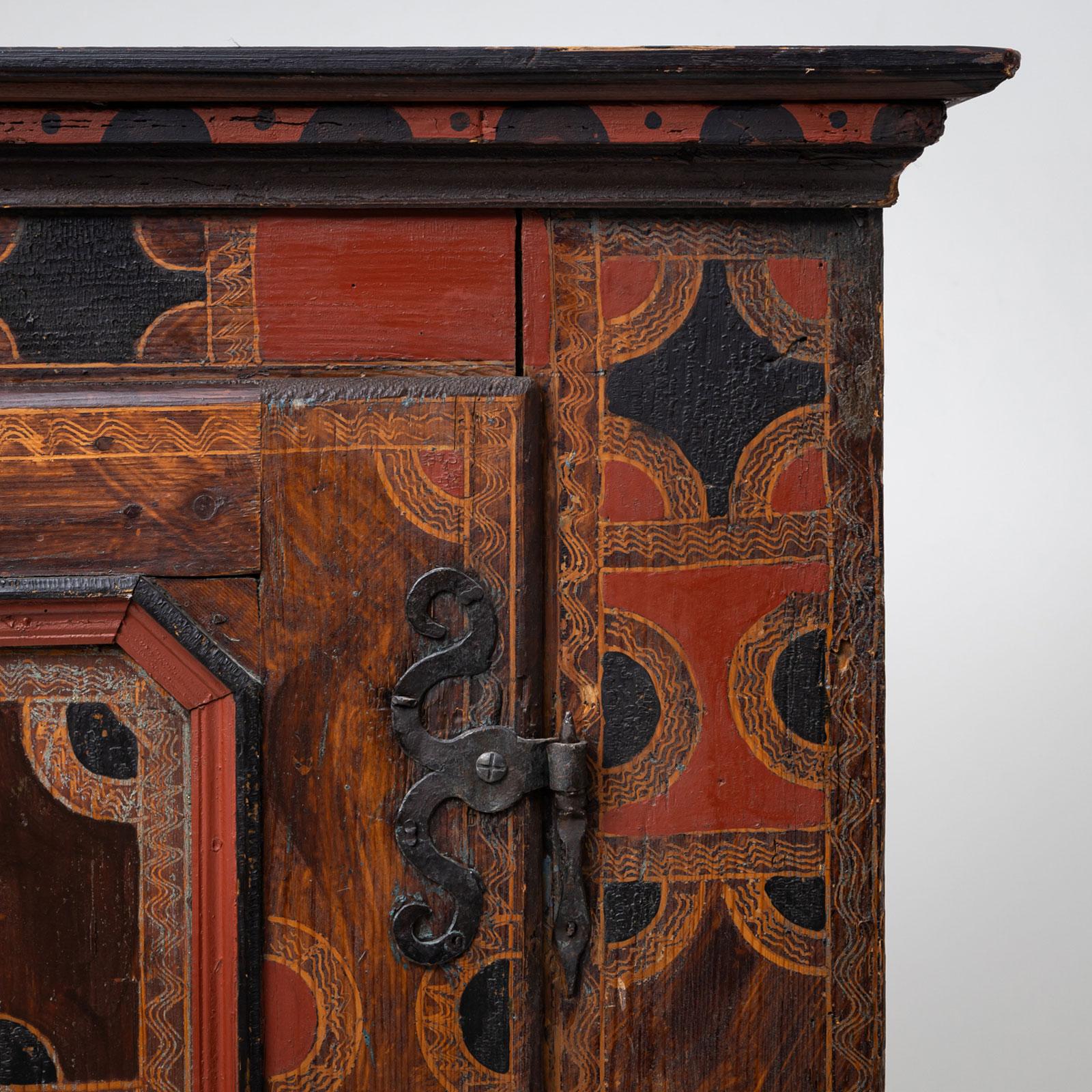 Dipinto a mano Gabinetto rustico, regione alpina, datato 1771 in vendita