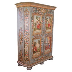 Rustic Cabinet "The Four Seasons" Hand Painted, Austria Dated 1817