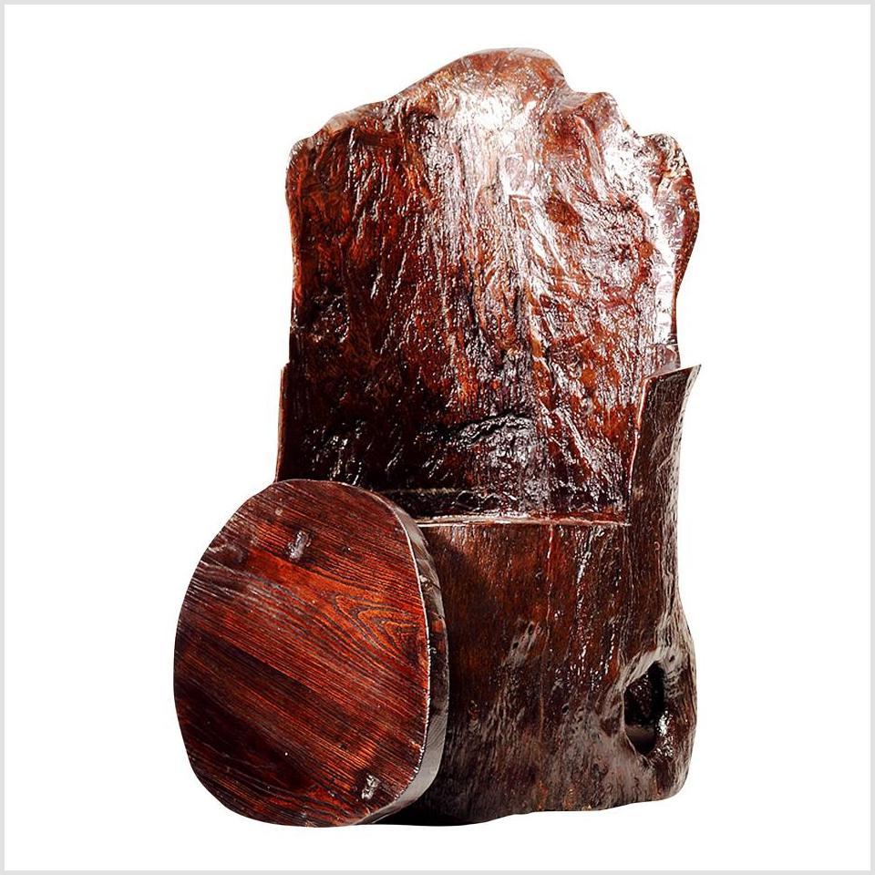 Rustic Cantonese Armchair Carved from a Tree Trunk with Hidden Compartment 7