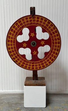 Rustic Carnival Wheel of Fortune Circa 1940s Folk Art Americana