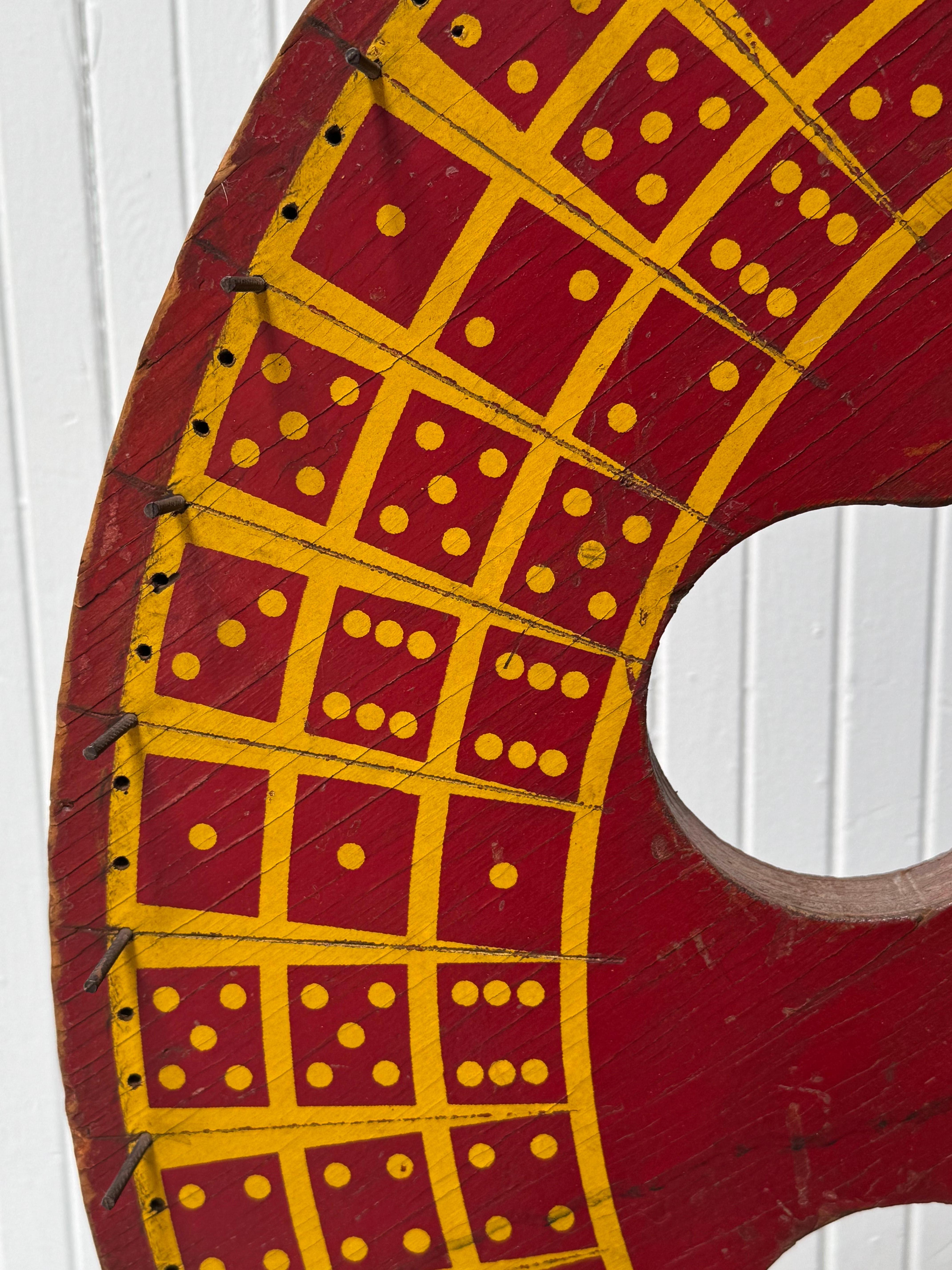 Fatto a mano Ruota della fortuna di Carnevale rustica, circa 1940, Folk Art Americana in vendita