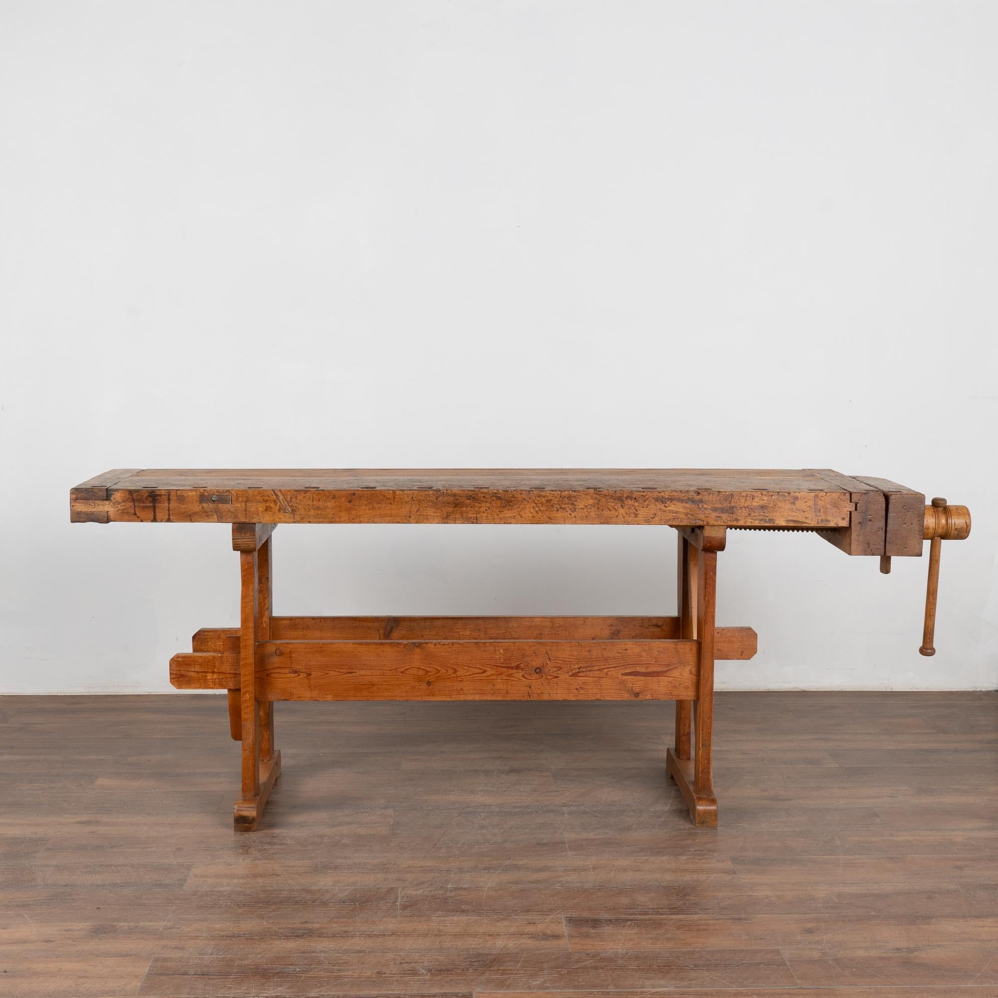 Danish Rustic Carpenter's Workbench Console Table, Denmark circa 1920