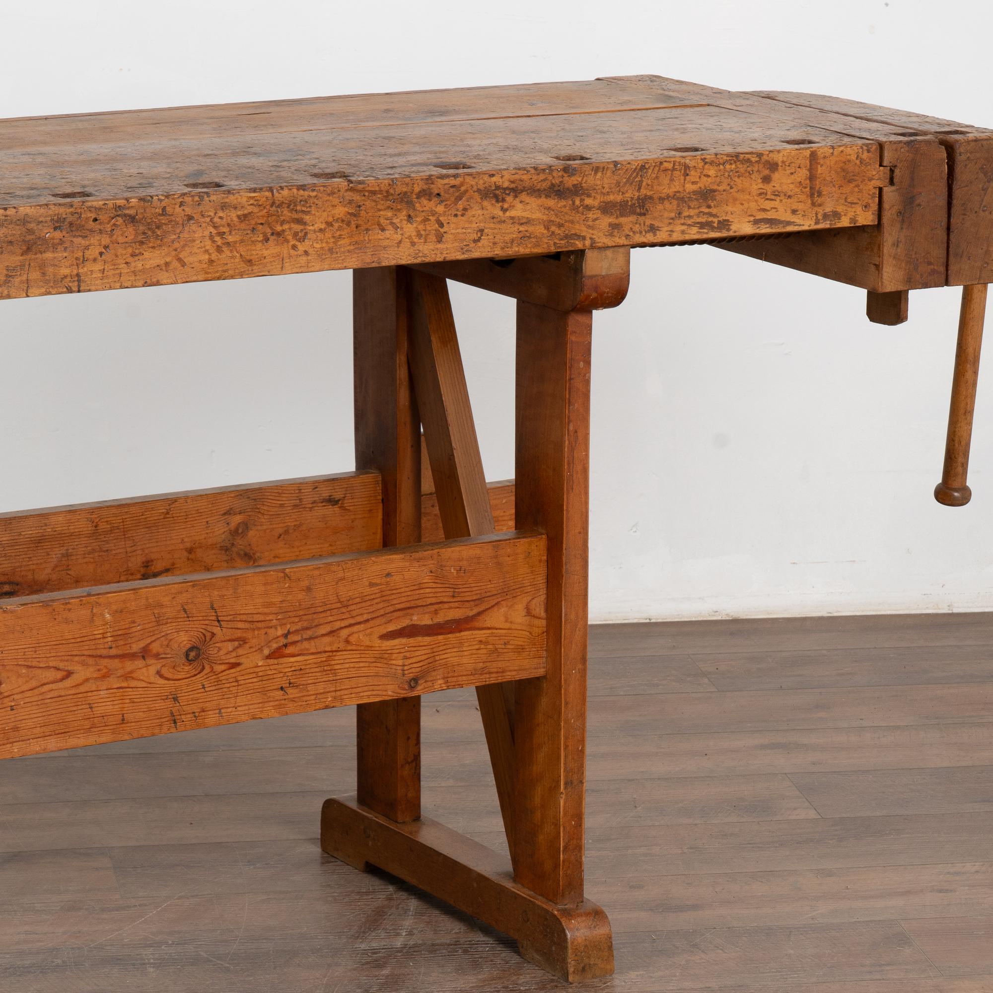 Rustic Carpenter's Workbench Console Table, Denmark circa 1920 3