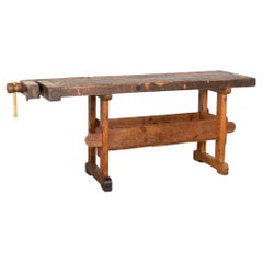 Rustic Carpenter's Workbench Console Table with Shelf, Denmark circa 1900