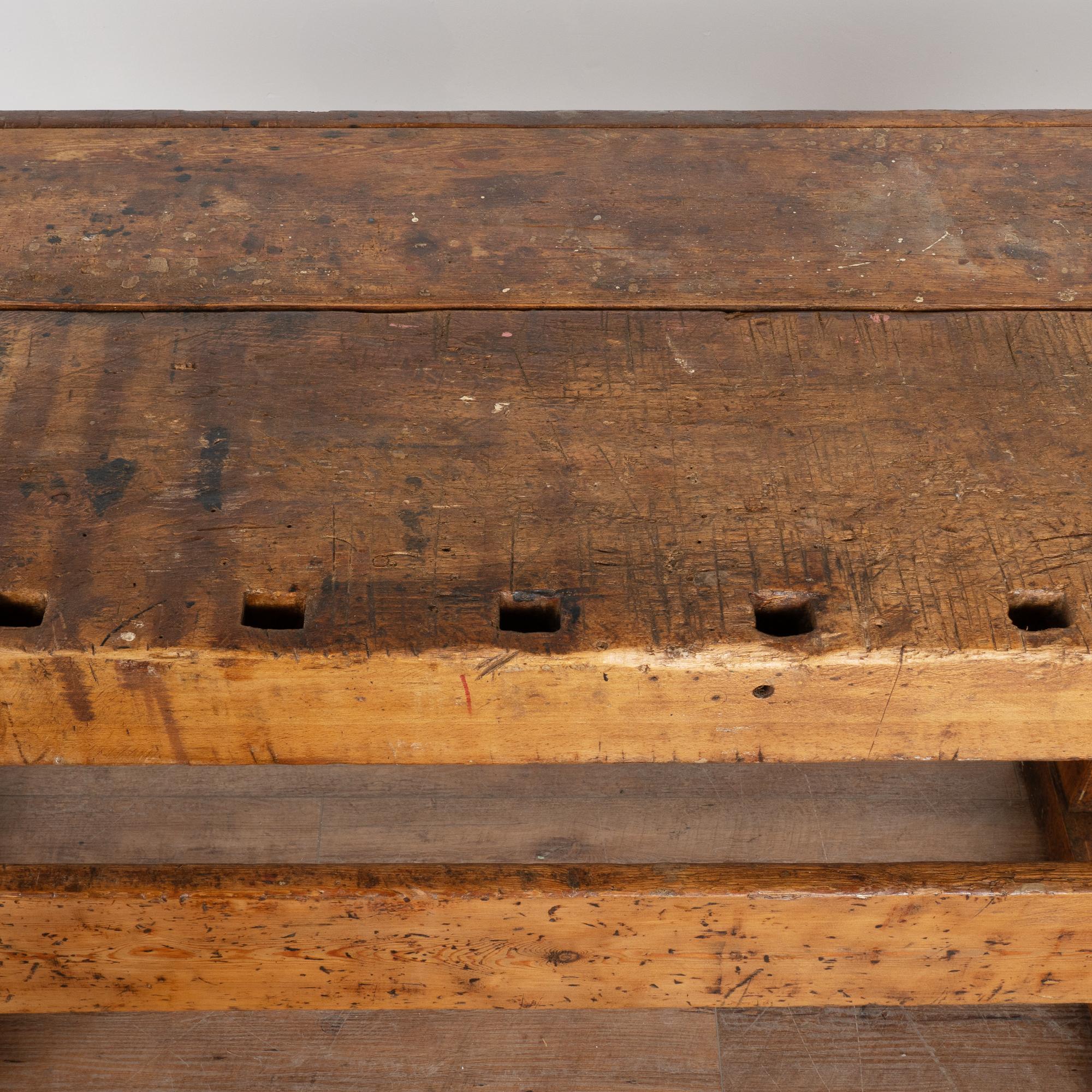 Rustic Carpenter's Workbench Console Worktable, Denmark circa 1840-60 4