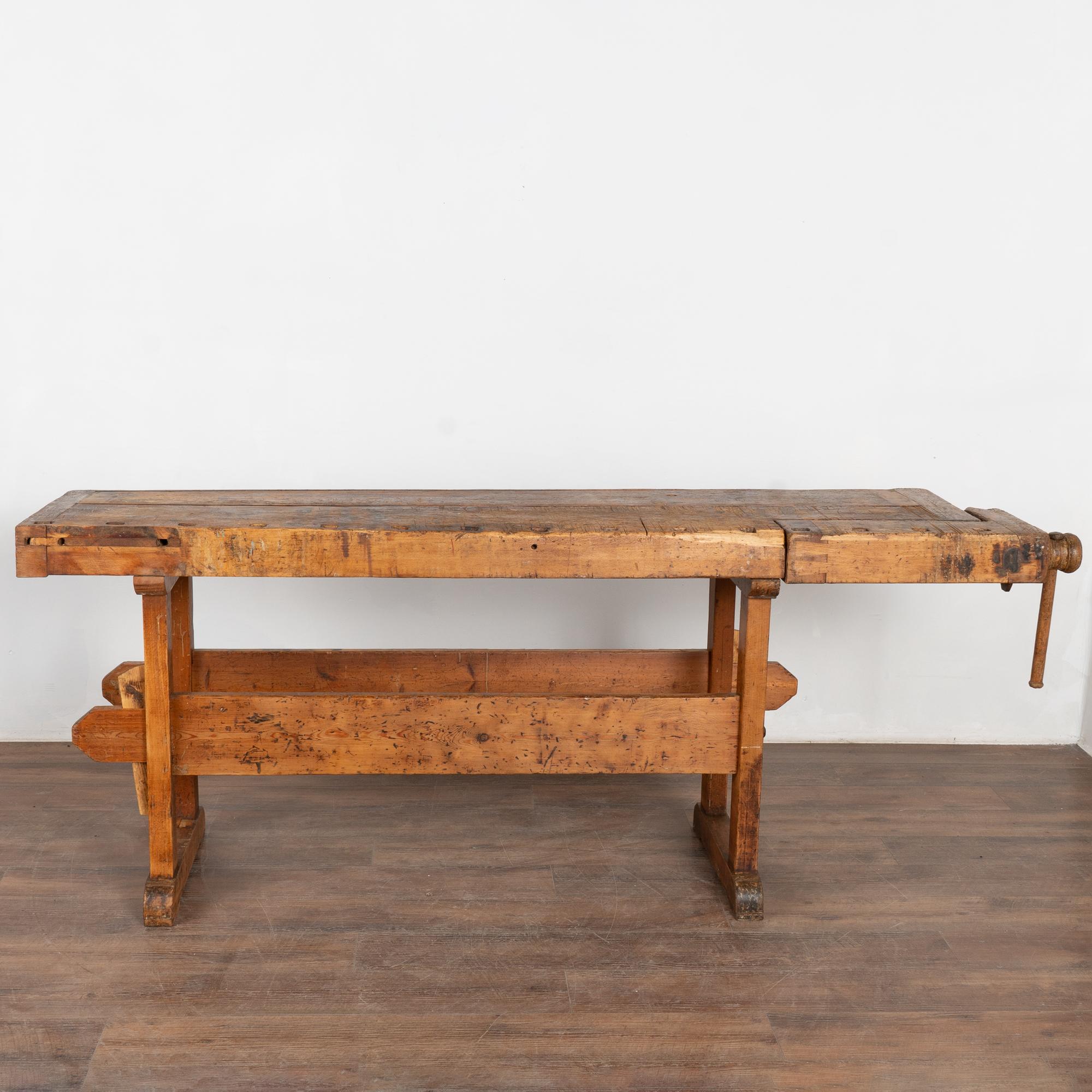 Rustic Carpenter's Workbench Console Worktable, Denmark circa 1840-60 1