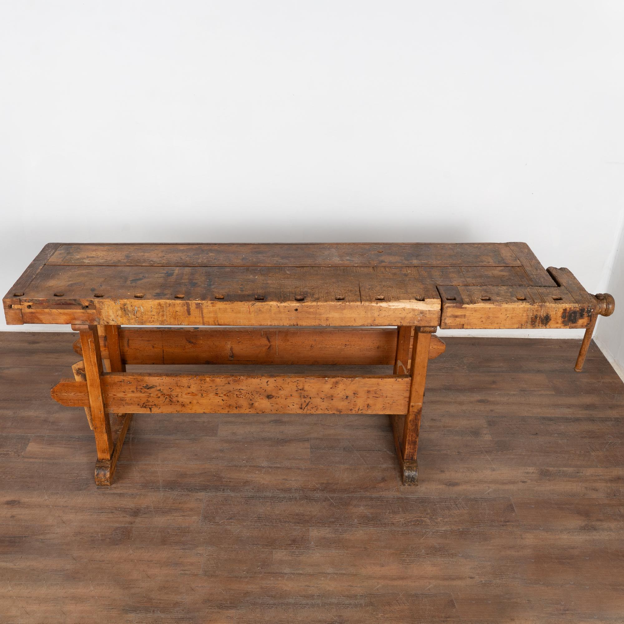 Rustic Carpenter's Workbench Console Worktable, Denmark circa 1840-60 2