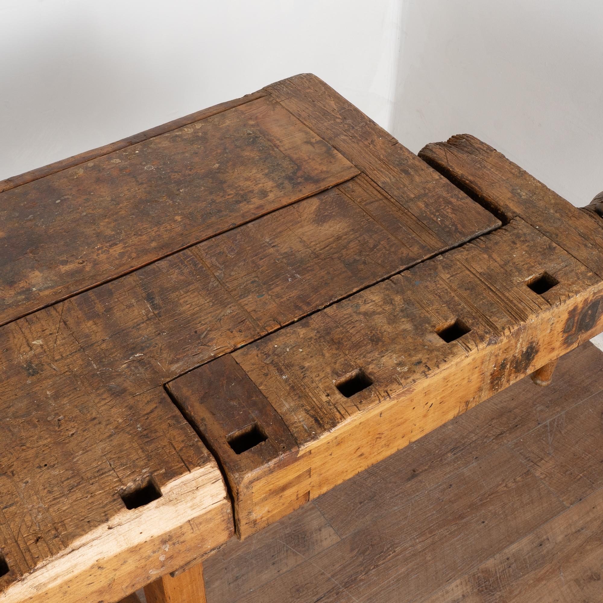 Rustic Carpenter's Workbench Console Worktable, Denmark circa 1840-60 3